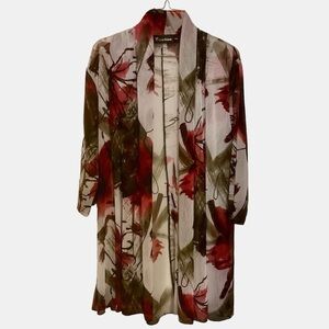 CREATION SHEER LONG SLEEVE FLORAL PRINT CARDIGAN/ Size XXL